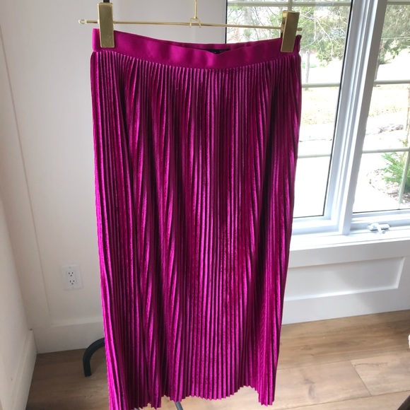 Pink Velvet Pleated Zara Skirt - Midi - Picture 3 of 4